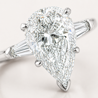 Natural Pear Cut Diamond 3 Stone Platinum Ring