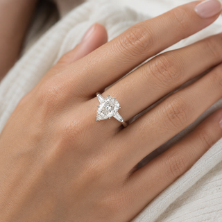 Natural Pear Cut Diamond 3 Stone Platinum Ring
