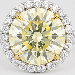 Natural Fancy Yellow Diamond Cocktail Art Deco Ring 18KT White Gold