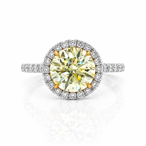 Natural Fancy Yellow Diamond Cocktail Art Deco Ring 18KT White Gold