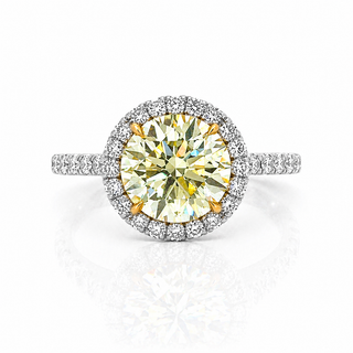 Natural Fancy Yellow Diamond Cocktail Art Deco Ring 18KT White Gold