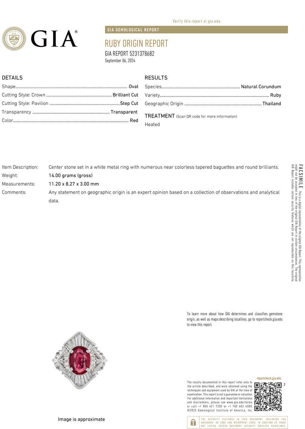 3.00 Carat Oval Cut Ruby GIA 5231378682
