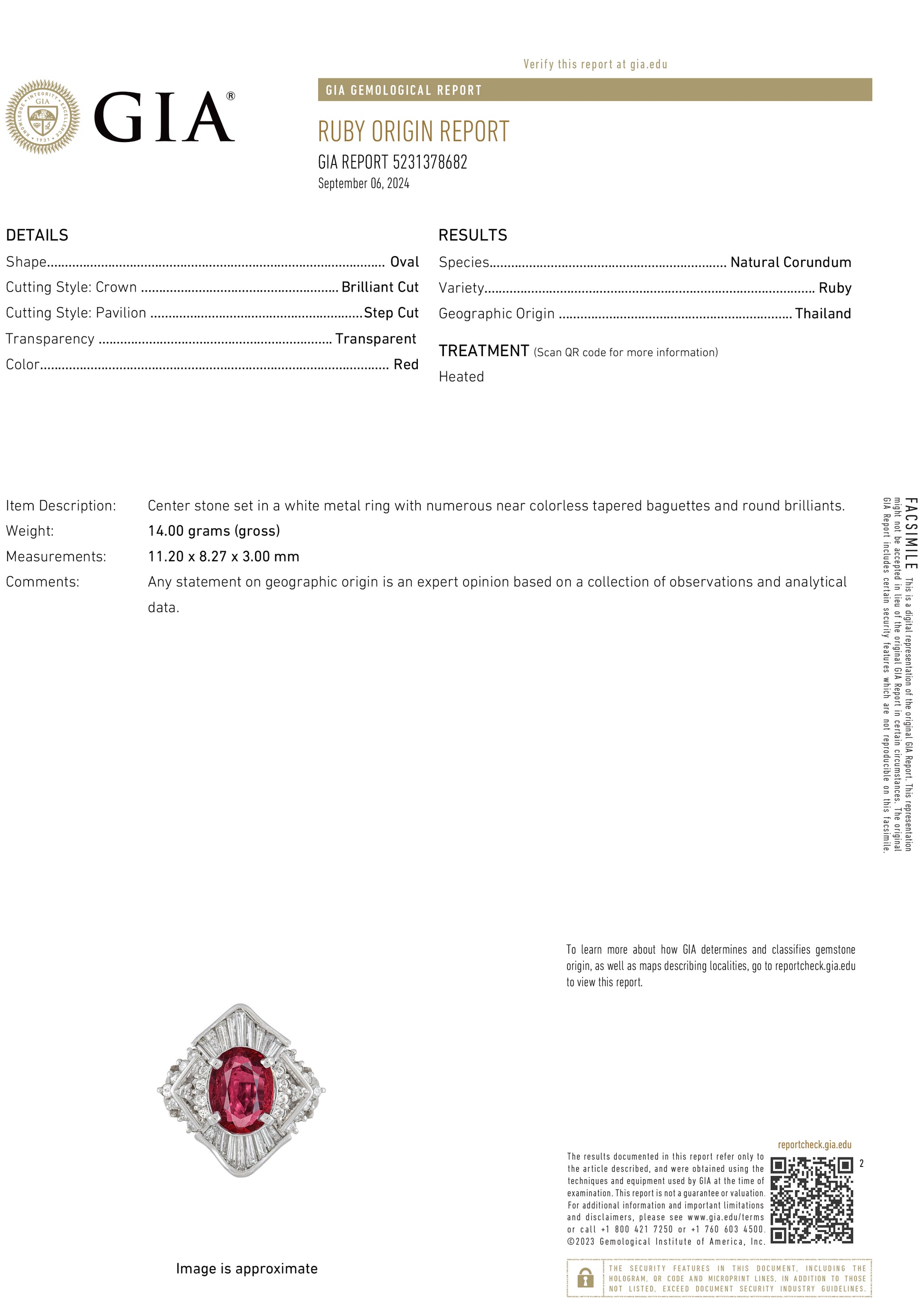 3.00 Carat Oval Cut Ruby GIA 5231378682