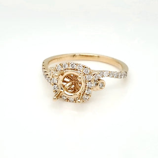 Natural Mined Round Diamond Halo Semi-Mount Fits 6.3 mm Bridal Ring Yellow Gold