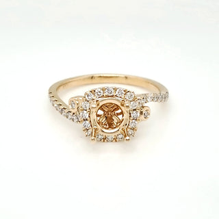 Natural Mined Round Diamond Halo Semi-Mount Fits 6.3 mm Bridal Ring Yellow Gold