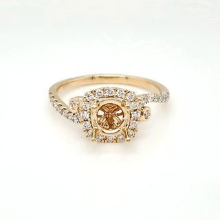Natural Mined Round Diamond Halo Semi-Mount Fits 6.3 mm Bridal Ring Yellow Gold