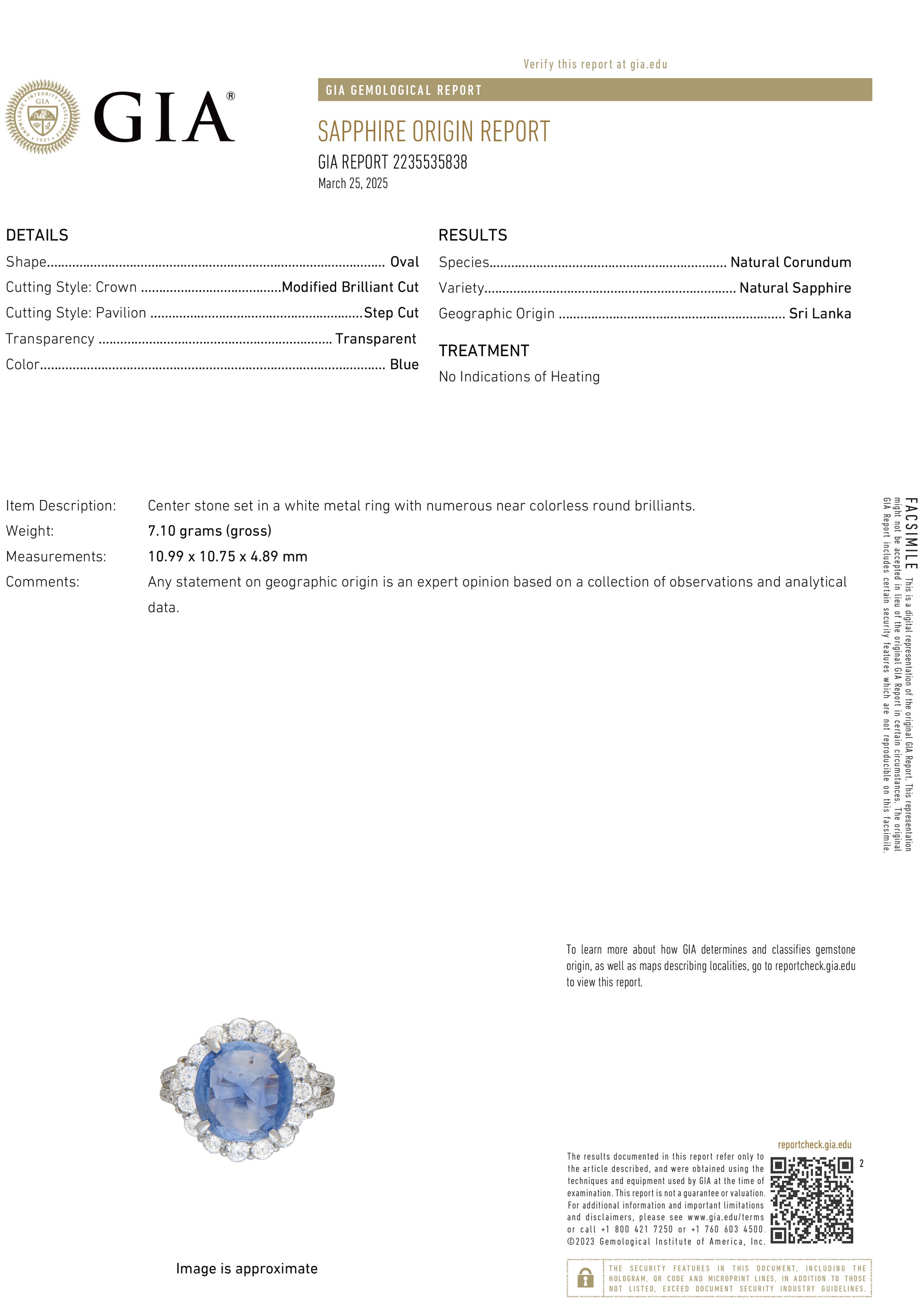 6.15 Carat Round Cut No Heat Sri Lanka Sapphire GIA 2235535838