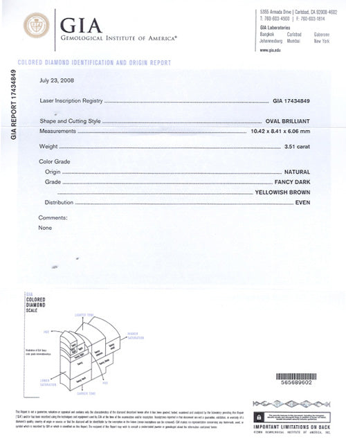 3.51 ct Diamond Oval Cut DYBr SI2 (GIA) 17434849