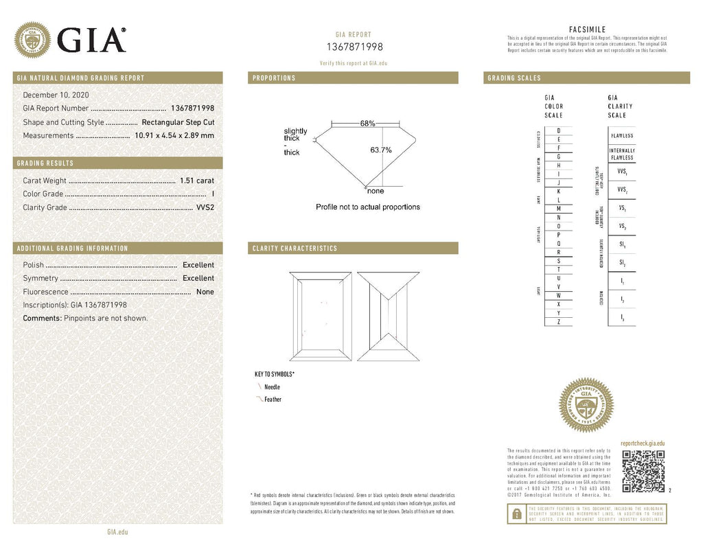 1.51 ct Diamond Baguette Cut I VVS2 (GIA) 1367871998