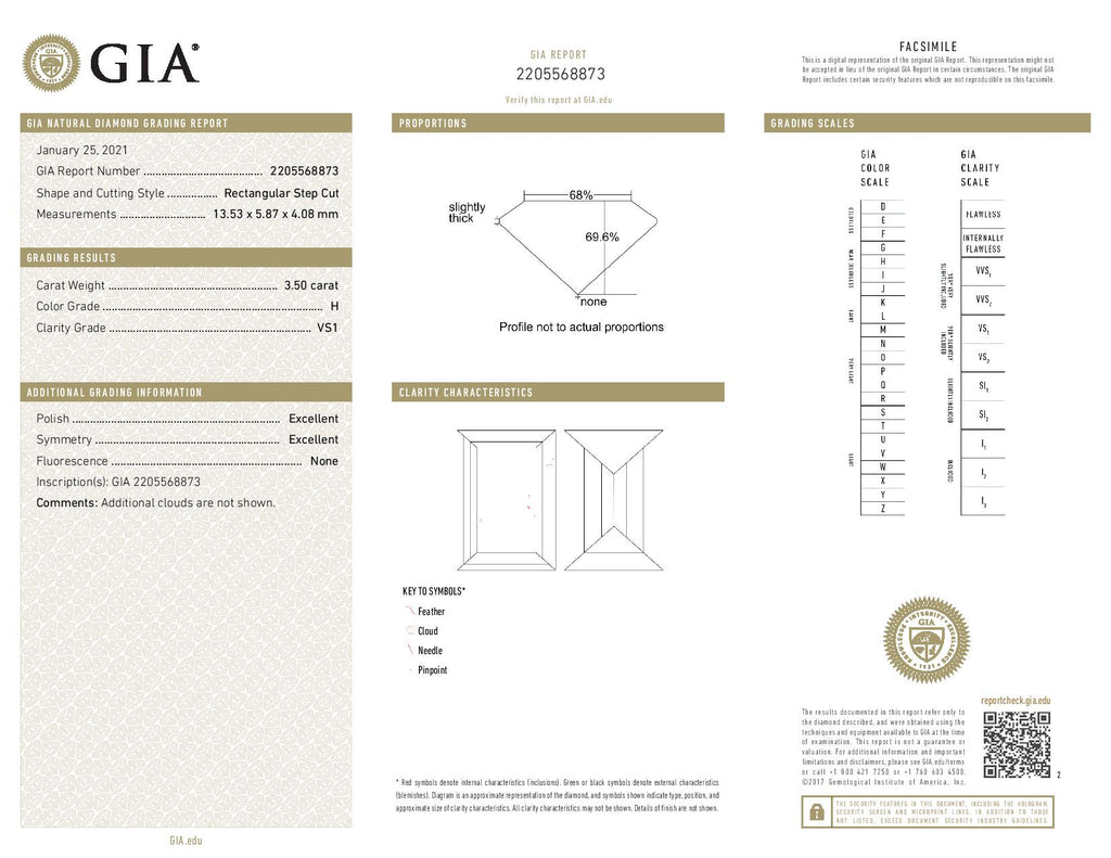 3.5 ct Diamond Baguette Cut H VS1 (GIA) 2205568873