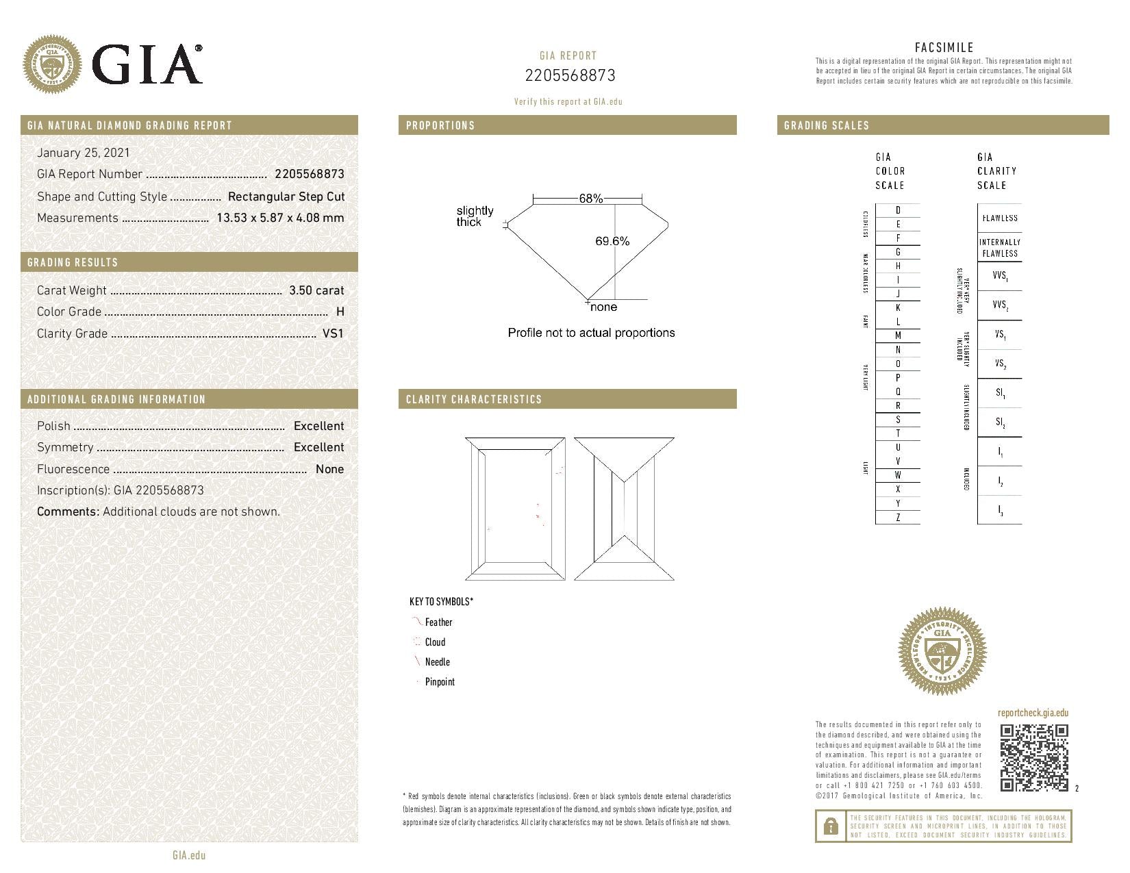3.5 ct Diamond Baguette Cut H VS1 (GIA) 2205568873